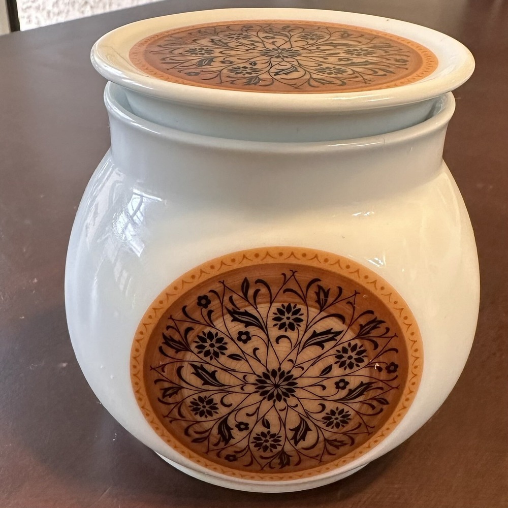 Noritake Dominica Floral Sugar Bowl & Lid 6925‎ Gold Brown White